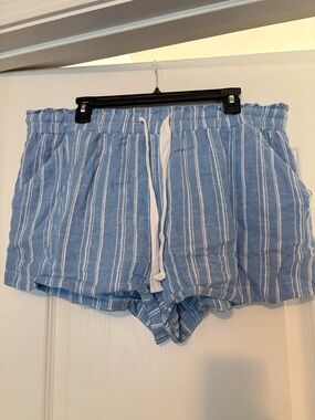 Blue & White Striped Drawstring shorts